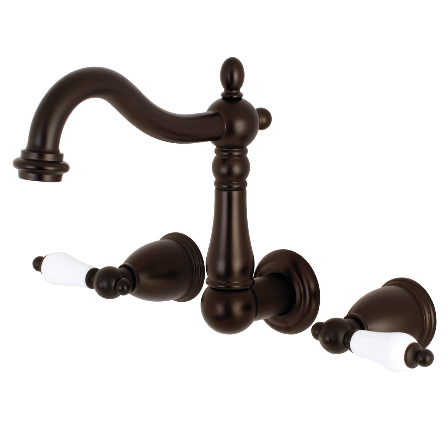 Kingston Heirloom KS1255PL - Heritage Double-Handle 3-Hole Wall Mount Bathroom Faucet, Oil Rubbed Bronze — image 1